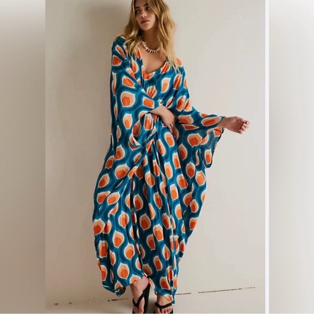 Free People Groovy Baby Kaftan Swim Cover Up Maxi Dress
